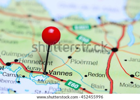 Vannes pinned on a map of France
