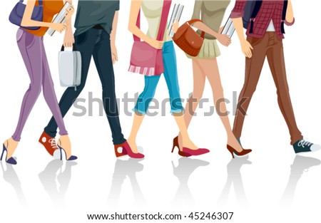 Lower Body of Students - Vector