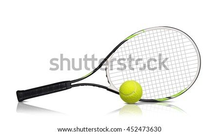 Tennis rackets and ball on white background Royalty-Free Stock Photo #452473630