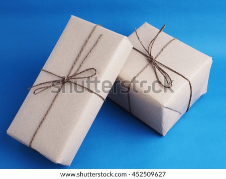 Gift box in important day on blue background concept.