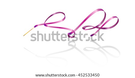 Ribbon. Gymnastic. Gymnastics ribbon. Rhythmic gymnastics ribbon, pink color with shadow, isolated on white background. Modern gymnastics Ribbon. Sport. Vector Illustration.