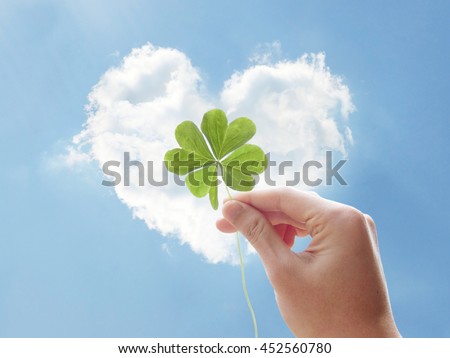 luck clover hand heart cloud