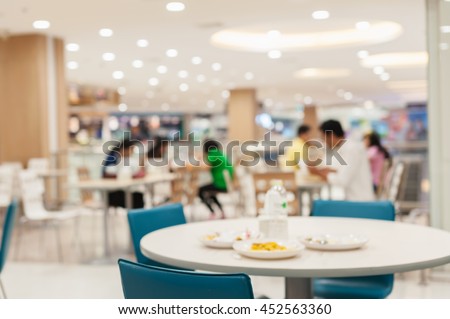 Blurred food court in shopping mall background Royalty-Free Stock Photo #452563360