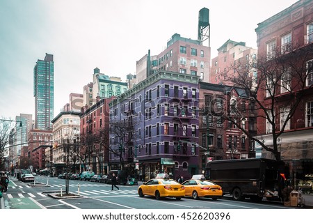 Photo of Buildings and streets of Upper West Site of Manhattan, New York City Royalty-Free Stock Photo #452620396