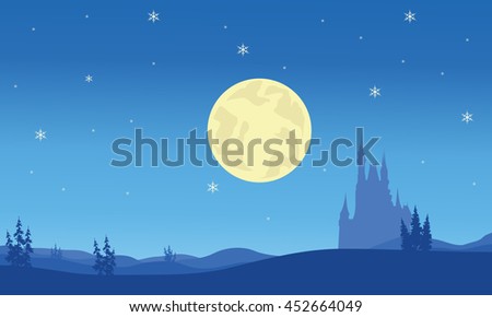 Scenery at night Christmas on blue backgrounds