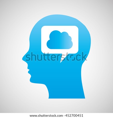 technology cloud human head icon, vector illustration