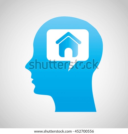 technology house human head icon, vector illustration