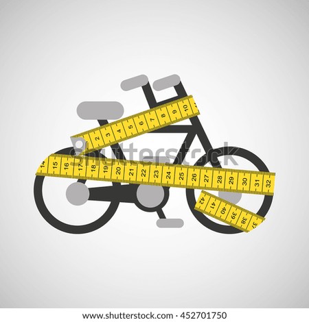 bicycle surrounded by tape measure, healthy life style, vector illustration