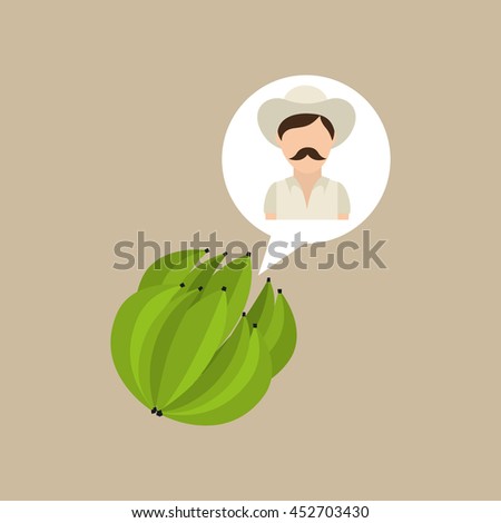 colombian farmer coffee bean icon, vector illustration