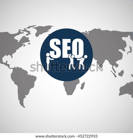 seo in a world map icon, vector illustration