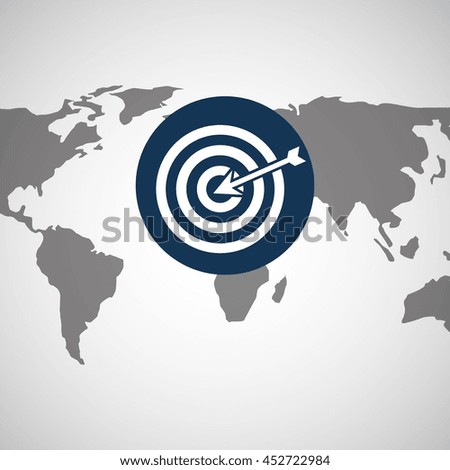 target in a world map icon, vector illustration