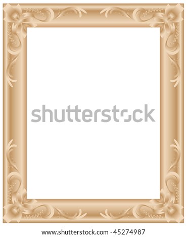 Wooden painting or picture frame on white background