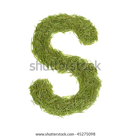 Green alphabet, letter S isolated on white
