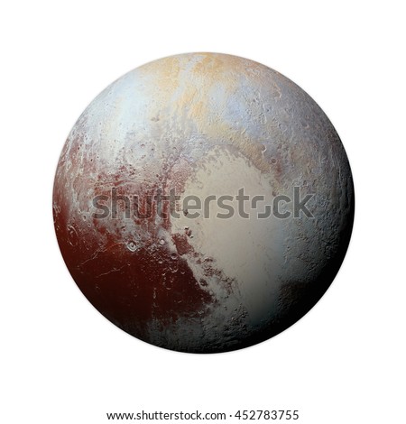 Solar System - Pluto. Isolated planet on white background. Elements of this image furnished by NASA