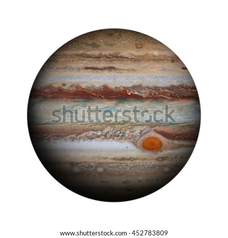 Solar System - Jupiter. Isolated planet on white background. Elements of this image furnished by NASA Royalty-Free Stock Photo #452783809