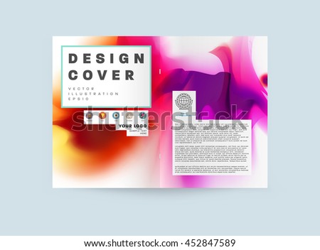 Business Abstract Template Background. Watercolor Splashes. Brochure Layout for Annual Report or A4 Booklet. Vector Illustration.