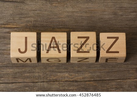 JAZZ word on wooden cubes