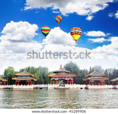 The Five Dragon Pagodas in Beihai (North-Sea) Park, a royal retreat near Forbidden City Beijing