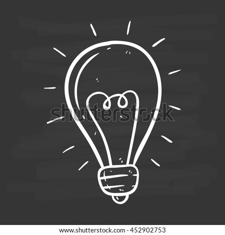 Light bulb icon using doodle art on chalkboard background