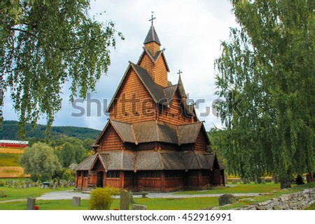 Heddal Stave Church in Norway Royalty-Free Stock Photo #452916991