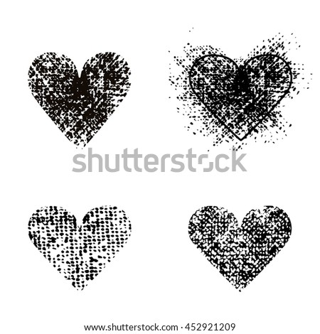 Grunge texture, shape heart, abstract stock vector template, overlay