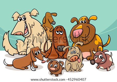 Cartoon Illustration of Funny Dogs Pet Characters Group