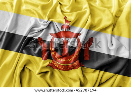 Ruffled waving Brunei flag