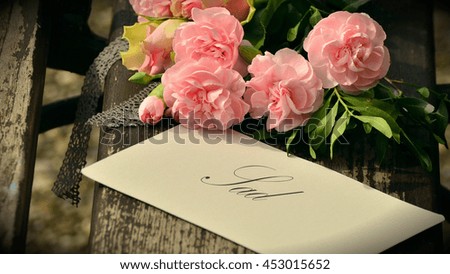 Pink Floral bouquet background and sad tag/card