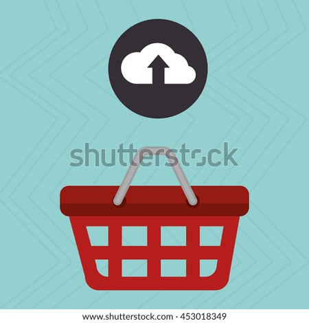 red basket and cloud isolated icon design, vector illustration  graphic 