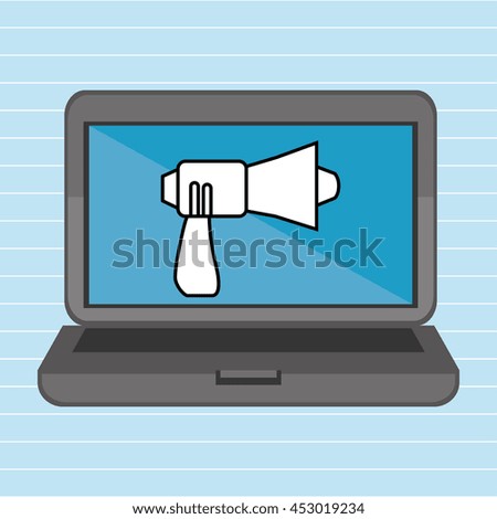 laptop with megaphone isolated icon design, vector illustration  graphic 