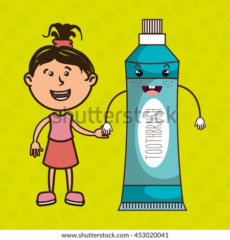girl with toothpaste isolated icon design, vector illustration  graphic 