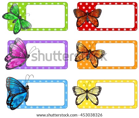 Lable design with colorful butterflies illustration