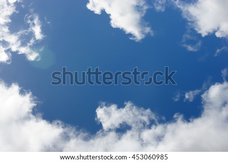 Beautiful soft clouds and light blue sky for background, Clouds frame.