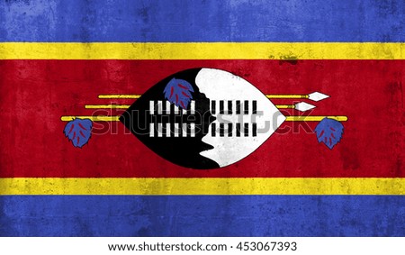 Swaziland with grunge wall texture background.