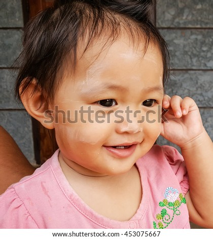Smiling of Asian baby girl  so happy