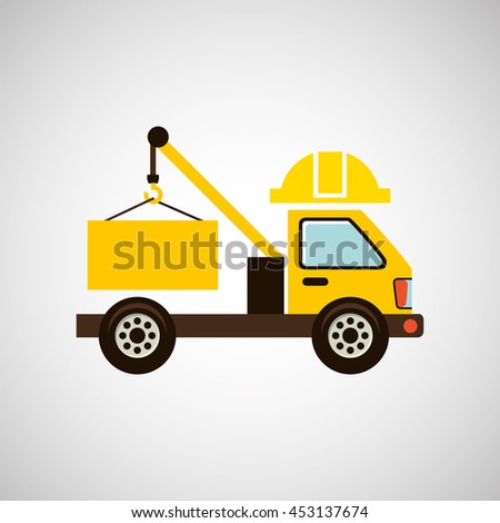 construction car with a helmet, vector illustration