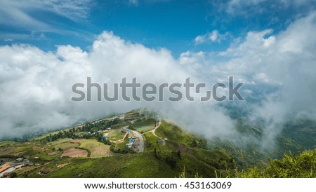 beautiful clouds in the mountains for tourists