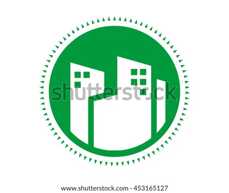 green skyscraper skyline cityscape image vector icon