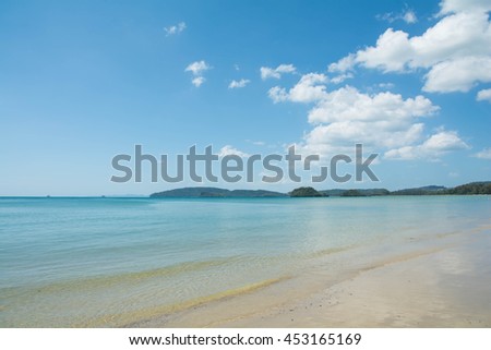 Beach and sea with blue sky, Krabi Thailand