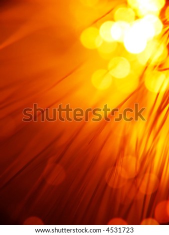 red fiber optics strands close-up