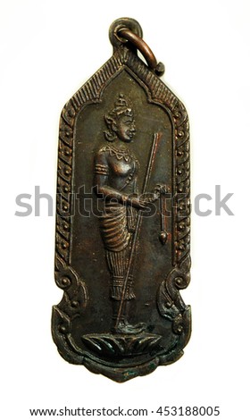 Small buddha image used as amulets on white background