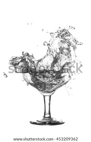 Splash water out of a glass on a white background.
