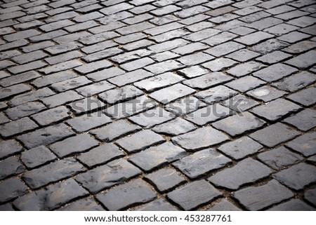 Close-up view of paving stone on the Red Square in Moscow