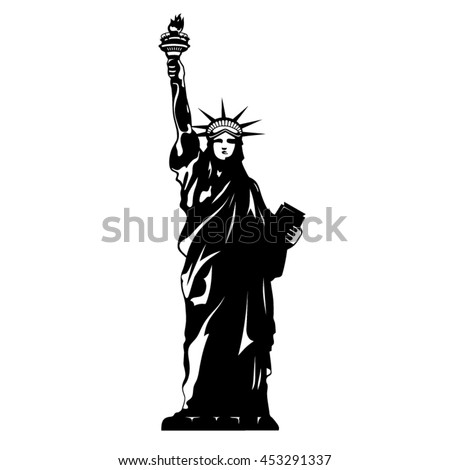 Statue Of Liberty Black And White New York Vector Silhouette