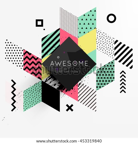 Trendy geometric flat pattern, frame with abstract background for brochure, flyer or presentations design, vector illustration. Royalty-Free Stock Photo #453319840