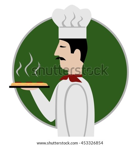 Pizza chef icon, isolated vector