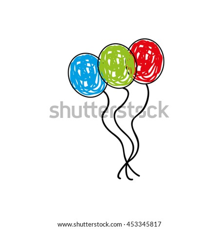 happy toy ballon cartoon heart, vector illustration