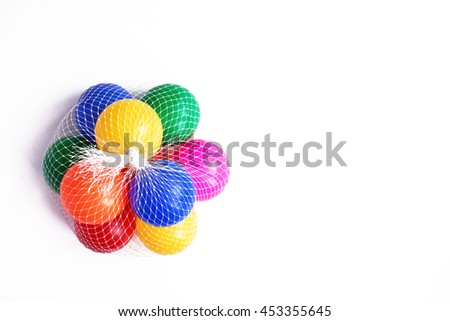 Colored balls isolated on white background,Copy space for text and you