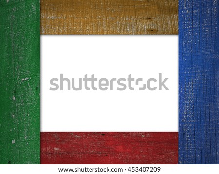 colorful Wood frame isolated on white