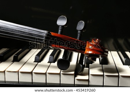 Violin and piano, closeup